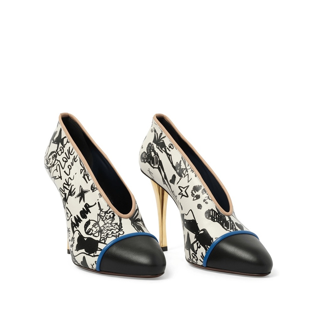 Lanvin Print V Neck Pump in Multicolor